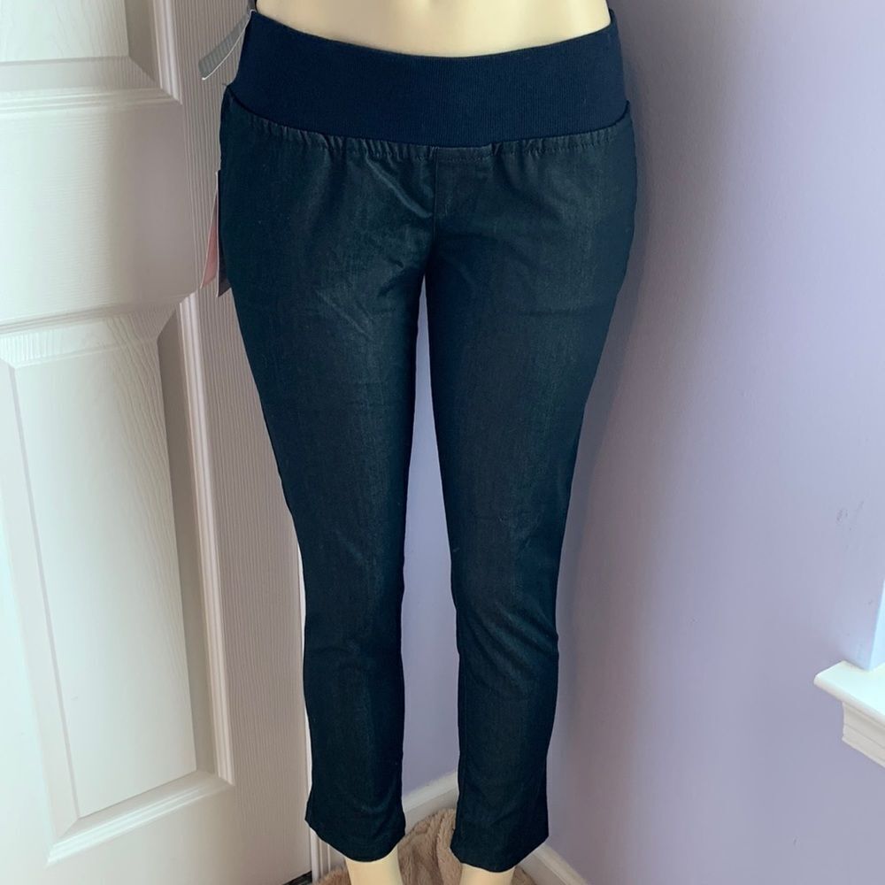 Liz Lange Maternity No Panel Ankle Leggings Jeans Dk Blue Denim S